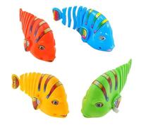 Interactive Plastic Wind-Up Wiggle Fish Toys - Clockwork Swinging Cartoon Fish Toys - 360° Rotating Baby Wind Up Cat Pet Plastic Toy - Fun and Safe Bath Time Toys for Kids (4 Pcs)