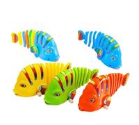 Interactive Plastic Wind-Up Wiggle Fish Toys - Clockwork Swinging Cartoon Fish Toys - 360° Rotating Baby Wind Up Cat Pet Plastic Toy - Fun and Safe Bath Time Toys for Kids (5 Pcs)