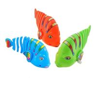 Interactive Plastic Wind-Up Wiggle Fish Toys - Clockwork Swinging Cartoon Fish Toys - 360° Rotating Baby Wind Up Cat Pet Plastic Toy - Fun and Safe Bath Time Toys for Kids (3 Pcs B)