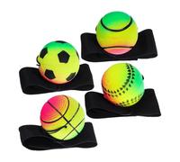 Interactive Wrist Ball, Rebound Strength Trainer, Fitness Ball Set, 4-Piece Adjustable Wristband with Elastic Cord for Gym Exercise, Outdoor Play, Home Workout, Family Sports Use 2.48x2.48 Inches