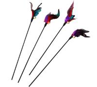 Interattivo per gatti - Giocattolo in stick di piume, design colorato e luminoso, campana inclusa, funzione di gioco coinvolgente | Giocattolo teaser per gatti al coperto, gioco di piume naturali,
