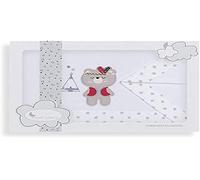 Interbaby 02197-18 Lenzuola per carrozzina navicella neonato TIPI OSO in bianco e grigio - 450 g