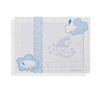 Interbaby 40087-11 Interbaby Lenzuola Coralina per Culla, Luna Bianco e Blu