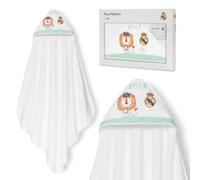 Interbaby - Accappatoio a Triangolo per Neonato + Real Madrid | Asciugamano con Cappuccio 100% Cotone, Unisex | Morbido, Asciugatura Rapida | Ideale per Neonati, Bebè e Bambini Piccoli | Design Leone
