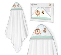 Interbaby - Accappatoio a Triangolo per Neonato + Real Madrid | Asciugamano con Cappuccio 100% Cotone, Unisex | Morbido, Asciugatura Rapida | Ideale per Neonati, Bebè e Bambini Piccoli | Design Leone