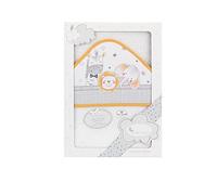 Interbaby Asciugamano con cappuccio per neonato ANIMALITOS in bianco e arancione - 560 g