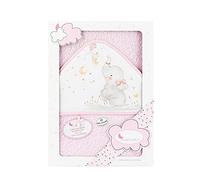 Interbaby Asciugamano con cappuccio per neonato ELEFANTE in cotone, rosa - 560 g