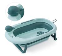 Interbaby Bagnetto pieghevole verde con tazza di risciacquo - Antiscivolo - Coperchio a tenuta stagna.