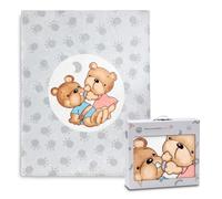 Interbaby - Coperta per lettino | Extra morbido di Sedalina Coppia di Orsi, Comoda, Calda | Coperta Bambino 110 x 140 cm, Unisex, per culle.