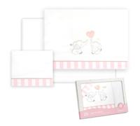 Interbaby - Lenzuola in cotone - Auto/Mosè/Navicella - Coppia elefante - Set 3 pezzi. Lenzuolo sotto + piano di lavoro + federa cuscino