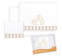 Interbaby - Lenzuola in cotone - Auto/Mosè/Navicella - Coppia elefante - Set 3 pezzi. Lenzuolo sotto + piano di lavoro + federa cuscino