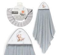 Interbaby - Mantello da bagno per bambini + cappello regolabile | Asciugamano con cappuccio 100% cotone, unisex, morbido, asciugatura rapida, ideale per neonati, neonati e bambini piccoli, design orso