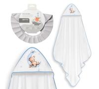 Interbaby - Mantello da bagno per bambini + cappello regolabile | Asciugamano con cappuccio 100% cotone, unisex, morbido, asciugatura rapida, ideale per neonati, neonati e bambini piccoli, design orso