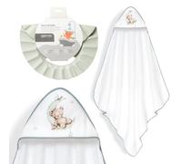 Interbaby - Mantello da bagno per bambini + cappello regolabile | Asciugamano con cappuccio 100% cotone, unisex, morbido, asciugatura rapida, ideale per neonati, neonati e bambini piccoli, design orso