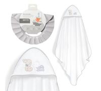 Interbaby - Mantello da bagno per bambini + cappello regolabile | Asciugamano con cappuccio 100% cotone, unisex, morbido, asciugatura rapida, ideale per neonati, neonati e bambini piccoli, design orso