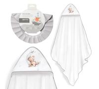 Interbaby - Mantello da bagno per bambini + cappello regolabile | Asciugamano con cappuccio 100% cotone, unisex, morbido, asciugatura rapida, ideale per neonati, neonati e bambini piccoli, design orso
