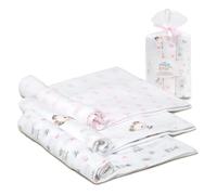 Interbaby Mussole Bebe Cotone, 80 x 80 cm, confezione da 3 garze per neonati appena nati, allattamento, asciugamano, coperta, mussola per bebè, comodo, morbido, traspirante, rosa