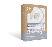 Interbaby P1177-18 Asciugamano con cappuccio per neonato LOVE YOU in bianco e grigio con Set de Spazzola e Pettine - 900 g