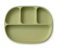 Piatto con coperchio in silicone verde per bambini