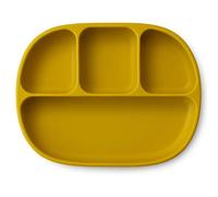 Piatto con coperchio in silicone ocra per bambini