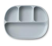 Piatto con coperchio in silicone blu per bambini