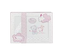 Interbaby Set di Lenzuola di Coralina per Mini Culla"Baby Love" in bianco e rosa