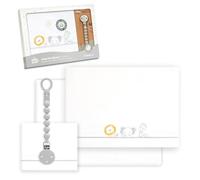 Interbaby - Set di lenzuola per lettino 60 x 120 cotone 100% + ciuccio in silicone bianco | lenzuola per lettino | Include lenzuolo inferiore, piano di lavoro e federa per cuscino | Ideale per