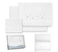 Interbaby - Set di lenzuola per minicuna 50 x 80 cm, per bebè - lenzuola invernali in corallina - modello stella luna - include lenzuolo con angoli + lenzuolo sopra + federa cuscino