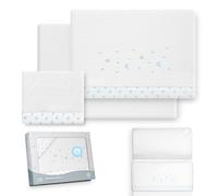 Interbaby - Set di lenzuola per minicuna 50 x 80 cm, per bebè - lenzuola invernali in corallina - modello stella luna - include lenzuolo con angoli + lenzuolo sopra + federa cuscino