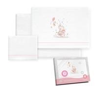 Interbaby - Set di lenzuola per passeggino, 40 x 80 cm, 100% cotone | Lenzuola per culla in flanella calda | Include lenzuolo con angoli, lenzuolo sopra e federa | Ideale per l'inverno | Elefante