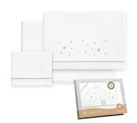 Interbaby - Set di lenzuola per passeggino, 40 x 80 cm, 100% cotone | Lenzuola per culla in flanella calda | Include lenzuolo con angoli, lenzuolo sopra e federa | Ideale per l'inverno | Stelle Luna