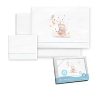 Interbaby - Set di lenzuola per passeggino, 40 x 80 cm, 100% cotone | Lenzuola per culla in flanella calda | Include lenzuolo con angoli, lenzuolo sopra e federa | Ideale per l'inverno | Elefante