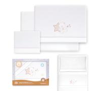 Interbaby Set Lenzuola Cotone Culla 50x80 cm Orsetto Seduto Bc/Beige | Set lenzuola culla e navicella 50x80 in flanella di cotone: lenzuolo con angoli, sopra e federa, inverno, regalo nascita