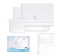 Interbaby Set Lenzuola Cotone Culla 50x80 cm Orsetto Seduto Bc/Blu | Set lenzuola culla e navicella 50x80 in flanella di cotone: lenzuolo con angoli, sopra e federa, inverno, regalo nascita