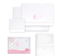 Interbaby Set Lenzuola Cotone Culla 50x80 cm Orsetto Seduto Bc/Rosa | Set lenzuola culla e navicella 50x80 in flanella di cotone: lenzuolo con angoli, sopra e federa, inverno, regalo nascita
