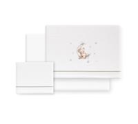 Interbaby Set Lenzuola Cotone Culla 50x80 cm Orso Luna Stelle Verde | Set lenzuola culla e navicella 50x80 in flanella di cotone: lenzuolo con angoli, sopra e federa, inverno, regalo nascita