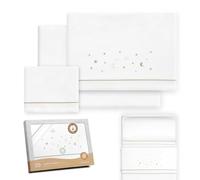 Interbaby Set Lenzuola Cotone Culla 50x80 cm Stelle Luna Bc/Beige | Set lenzuola culla e navicella 50x80 in flanella di cotone: lenzuolo con angoli, sopra e federa, inverno, regalo nascita