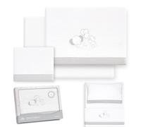 Interbaby Set Lenzuola Culla Neonato 50x80 cm Elefante Cuore Bc/Grigio | Set lenzuola culla 50x80: lenzuolo con angoli, lenzuolo sopra e federa cuscino, pile coral caldo, inverno, regalo nascita