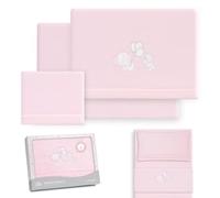 Interbaby Set Lenzuola Culla Neonato 50x80 cm Elefante Cuore Rosa | Set lenzuola culla 50x80: lenzuolo con angoli, lenzuolo sopra e federa cuscino, pile coral caldo, inverno, regalo nascita