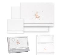 Interbaby Set Lenzuola Culla Neonato 50x80 cm Orso Luna Stelle Bc/Verde | Set lenzuola culla 50x80: lenzuolo con angoli, lenzuolo sopra e federa cuscino, pile coral caldo, inverno, regalo nascita
