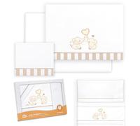 Interbaby - Set lenzuola minicla 50 x 80 cotone 100% | Lenzuola per lettino | Include lenzuolo inferiore, piano di lavoro e federa per cuscino | Ideale per primavera, estate | Coppia elefante bianco