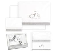 Interbaby - Set lenzuola minicla 50 x 80 cotone 100% | lenzuola per lettino | Include lenzuolo inferiore, piano di lavoro e federa per cuscino | Ideale per primavera, estate | orso luna stelle/bianco