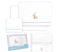 Interbaby - Set lenzuola minicla 50 x 80 cotone 100% | lenzuola per lettino | Include lenzuolo inferiore, piano di lavoro e federa per cuscino | Ideale per primavera, estate | orso luna stelle/bianco