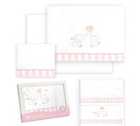 Interbaby - Set lenzuola minicla 50 x 80 cotone 100% | Lenzuola per lettino | Include lenzuolo inferiore, piano di lavoro e federa per cuscino | Ideale per primavera, estate | Coppia elefante bianco