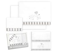 Interbaby - Set lenzuola minicla 50 x 80 cotone 100% | Lenzuola per lettino | Include lenzuolo inferiore, piano di lavoro e federa per cuscino | Ideale per primavera, estate | Coppia elefante bianco