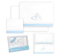 Interbaby - Set lenzuola minicla 50 x 80 cotone 100% | lenzuola per lettino | Include lenzuolo inferiore, piano di lavoro e federa per cuscino | ideale primavera, estate | pasacinto orso elefante