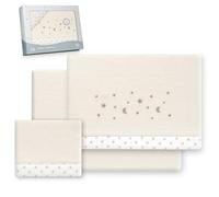 Interbaby - Set lenzuola per lettino 60 x 120 poliestere 100% | lenzuolo per lettino corallino, caldo | Include lenzuolo inferiore, piano e federa per cuscino | ideale per l'inverno | stella luna