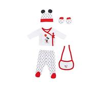 Interbaby - Set regalo 5 pezzi Disney Mickey Rosso - Prima messa Neonato - Cotone biologico e ipoallergenico.
