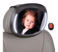 Interbaby Specchio auto per seggiolino posteriore con luci Led e telecomando, Nero