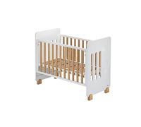 Interbaby Star Nature Lettino Neonato in Legno 120x60 cm | Culla con Sponda Abbassabile e Rete a Doghe 8 Posizioni | Legno Sostenibile, Ruote con Freno | Omologato Normativa Europea | Bianco